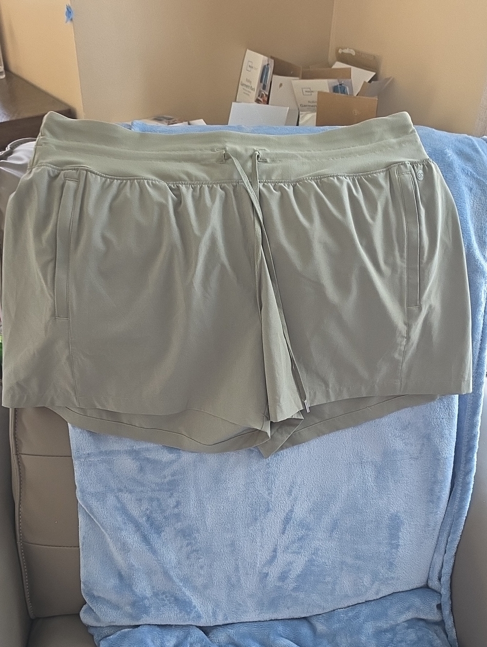 CALIA by Carrie Underwood Light Sage Green Performance Drawstring Shorts